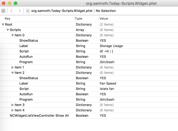 Today Scripts modified by editing a configuration file