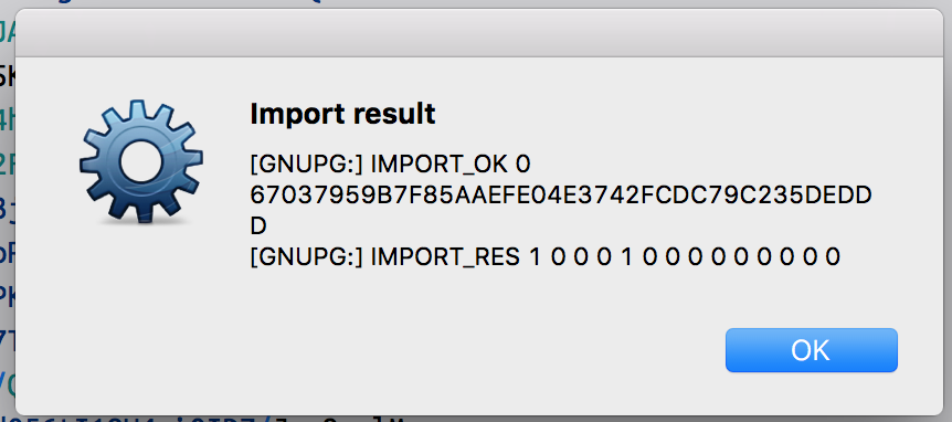 Import the public key successfully