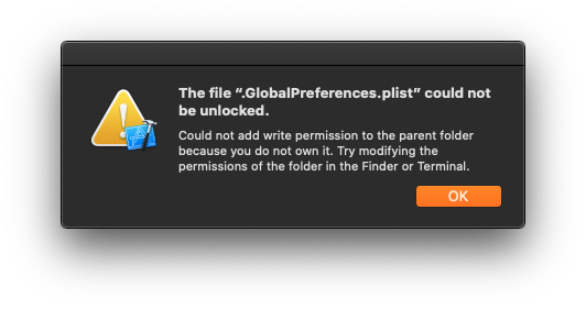 The system prompts that this configuration file cannot be edited.