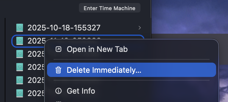 Right click inside the timemachine backup folder can delete it
